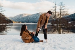 Séance engagement en hiver dans les Vosges