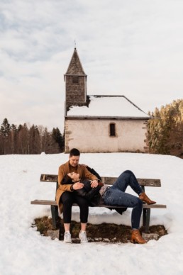 Séance engagement en hiver dans les Vosges