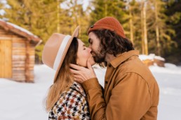 Séance couple en hiver dans les Vosges