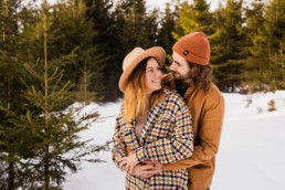 Séance couple en hiver dans les Vosges