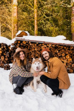 Séance couple en hiver dans les Vosges