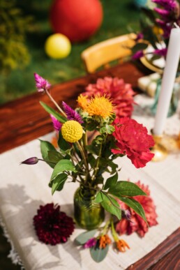 Table mariage coloré