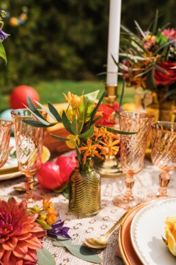 Table mariage coloré