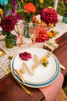 Table mariage coloré