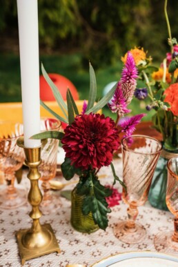 Table mariage coloré